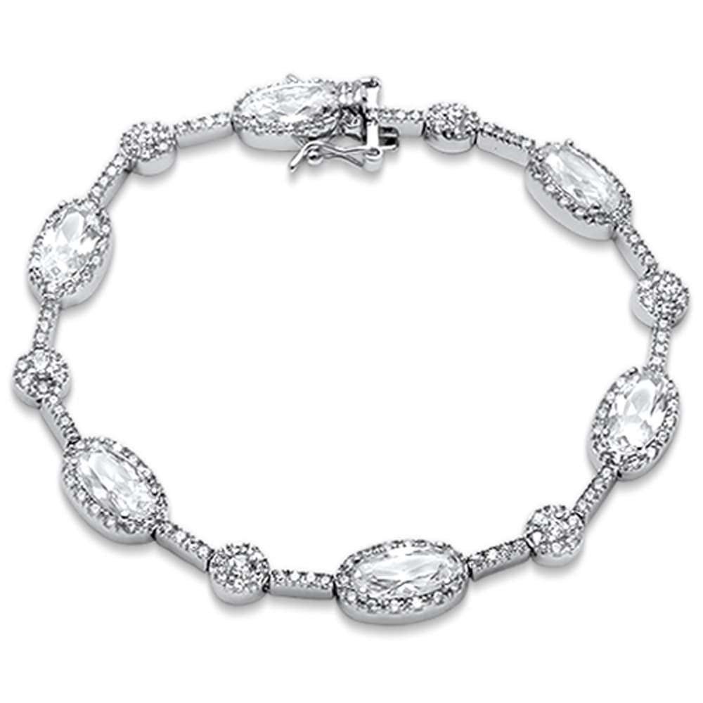 <span>¡LIQUIDACIÓN! </span>Elegante pulsera de tenis de plata esterlina .925 con circonitas cúbicas ovaladas de 7"