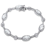 <span>¡LIQUIDACIÓN! </span>Elegante pulsera de tenis de plata esterlina .925 con circonitas cúbicas ovaladas de 7"