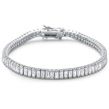 Elegant 7" Baguette Cubic Zirconia .925 Sterling Silver Tennis Bracelet