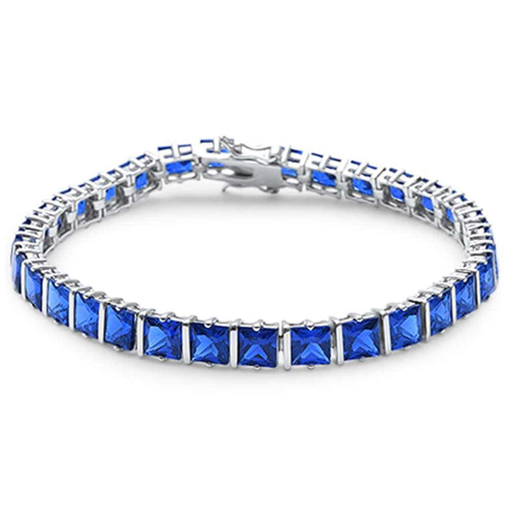 Elegant 7" 3.5mm Blue Sapphire .925 Sterling Silver Tennis Bracelet