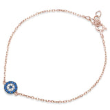 Trendy! Rose Gold Plated Blue Sapphire & Cz .925 Sterling Silver Bracelet