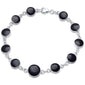 <span>CLOSEOUT!</span> Round Black Onyx .925 Sterling Silver Bracelet 7.25"