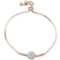 Micro Pave Rose Gold Plated Round Cubic Zirconia .925 Sterling Silver 7-9" Adjustable Toggle Bola Bracelet