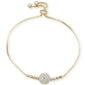 Micro Pave Yellow Gold Plated Round Cubic Zirconia .925 Sterling Silver 7-9" Adjustable Toggle Bola Bracelet