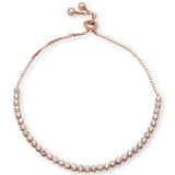 Rose Gold Plated Clear CZ Bezel .925 Sterling Silver  7-9" Adjustable Toggle Bola Bracelet