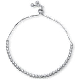 Clear CZ Bezel .925 Sterling Silver Bracelet  7-9" Adjustable Toggle Bola Bracelet