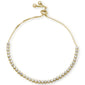 Yellow Gold Plated Clear CZ Bezel .925 Sterling Silver  7-9" Adjustable Toggle Bola Bracelet