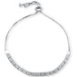 Micro Pave Cubic Zirconia .925 Sterling Silver 7-9" Adjustable Toggle Bola Bracelet