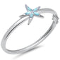 Star Fish Natural Larimar .925 Sterling Silver Bangle Bracelet