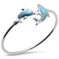 Dolphins Natural Larimar .925 Sterling Silver Cuff Bracelet