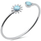 Natural Larimar Sunflower .925 Sterling Silver Cuff Bracelet