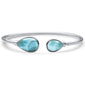 Pear Shaped Natural Larimar .925 Sterling Silver Cuff Bracelet