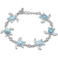 Oval Shaped Natural Larimar & CZ .925 Sterling Silver Bracelet