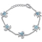 Natural Larimar Turtle .925 Sterling Silver Bracelet