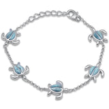 Natural Larimar Turtle .925 Sterling Silver Bracelet