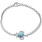 Oval Shaped Natural Larimar Turtle .925 Sterling Silver Bracelet