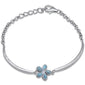 Natural Larimar Flower .925 Sterling Silver Bracelet