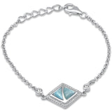 <span>CLOSEOUT! </span>Natural Larimar & CZ .925 Sterling Silver Bracelet