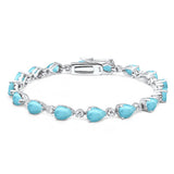 Pear Cut Larimar .925 Sterling Silver Bracelet