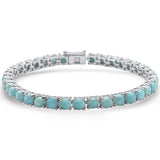 Natural Round Larimar .925 Sterling Silver Bracelet