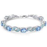 Natural larimar Oval Tanzanite .925 Sterling Silver Bracelet