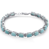 Oval Larimar .925 Sterling Silver Bracelet 7.5" Long
