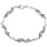 Natural Larimar  .925 Sterling Silver Bracelet 7.5"