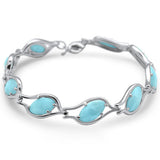 Natural Larimar New Design .925 Sterling Silver Bracelet
