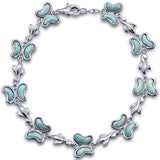 Butterfly Charm Natural Larimar .925 Sterling Silver Bracelet