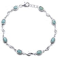 Oval Natural Larimar .925 Sterling Silver Bracelet 7.5" to 8" Long