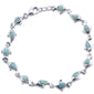 Natural Larimar Dolphin Charm  .925 Sterling Silver Bracelet 7.5" to 8" Long