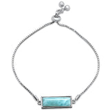 New Natural Larimar  .925 Sterling Silver Bracelet 7.5" Long