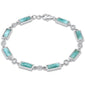 Rectangle Natural Larimar .925 Sterling Silver Bracelet 8" Adjustable