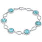 Round Natural Larimar Twisted .925 Sterling Silver Bracelet 8" Adjustable