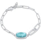 Natural Larimar with Link .925 Sterling Silver Bracelet 6.5" + 1" Adjustable