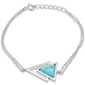 Triangle Shape Natural Larimar .925 Sterling Silver Bracelet 5.5" + 1" Adjustable
