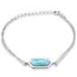 Crystal Shaped Natural Larimar .925 Sterling Silver Bracelet 5.5" + 1.5" Adjustable