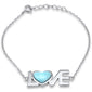 Heart Shaped Natural Larimar (LOVE) .925 Sterling Silver Bracelet 6" + 1" Adjustable