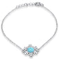 Natural Larimar Snowflake .925 Sterling Silver Bracelet 6" + 1" Adjustable