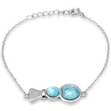 Natural Larimar .925 Sterling Silver Bracelet 6" + 1" Adjustable