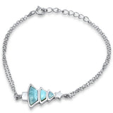 Natural Larimar Christmas Tree .925 Sterling Silver Bracelet 6" + 1" Adjustable