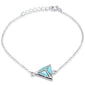 Natural Larimar Triangle .925 Sterling Silver Bracelet 6" + 1" Adjustable