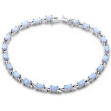 Oval White Opal .925 Sterling Silver Bracelet 7.5"