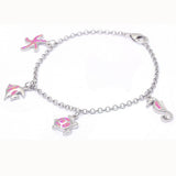 Pink Opal Sea Horse, Turtle, Fish & Starfish .925 Sterling Silver Bracelet