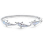 White Opal Dolphin .925 Sterling Silver Bangle Bracelet