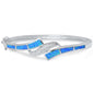 Blue Opal & Cz .925 Sterling Silver Bangle Bracelet