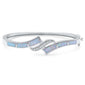 White Opal & Cz .925 Sterling Silver Bangle Bracelet