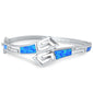 Greek Key Blue Opal .925 Sterling Silver Bangle Bracelet