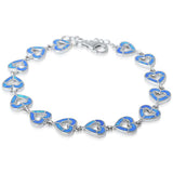 Blue Opal Heart .925 Sterling Silver Bracelet
