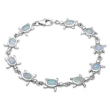 White Opal Turtle .925 Sterling Silver Bracelet